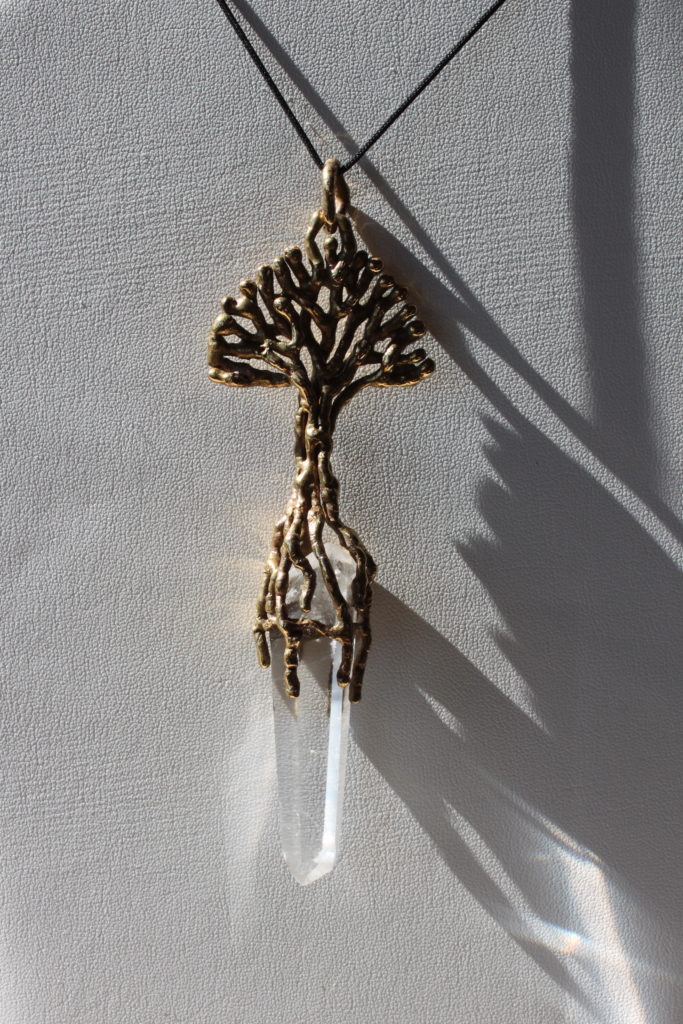 Bronze tree with crystal